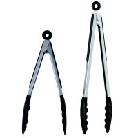 iNeibo Kitchen Premium Silicone Tongs - Pack of 2, 9 and 12 - Smart Locking Clip - Heat Resistant, Food Grade - Handy Utensil For Cooking, Serving, Barbecue, Buffet, Salad, Ice, Oven (Black)